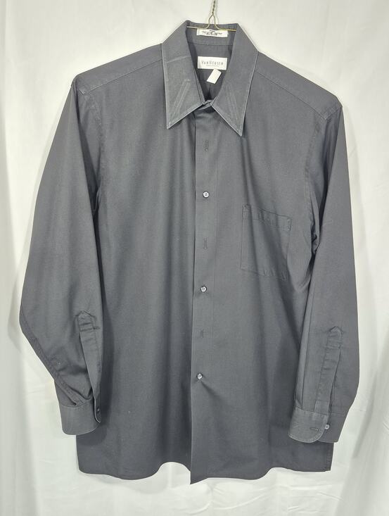 Van Heusen Other - Van Heusen Mens Black Wrinkle Free Dress Shirt L Large 16 32 33 Poplin Button Up